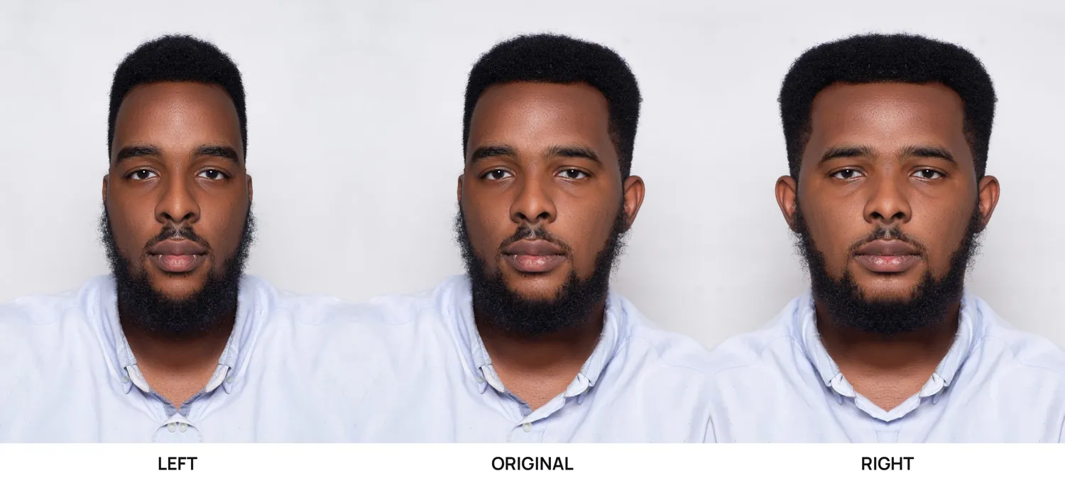 Symmetry Filter face mirroring — Left, original and right strip — example 2