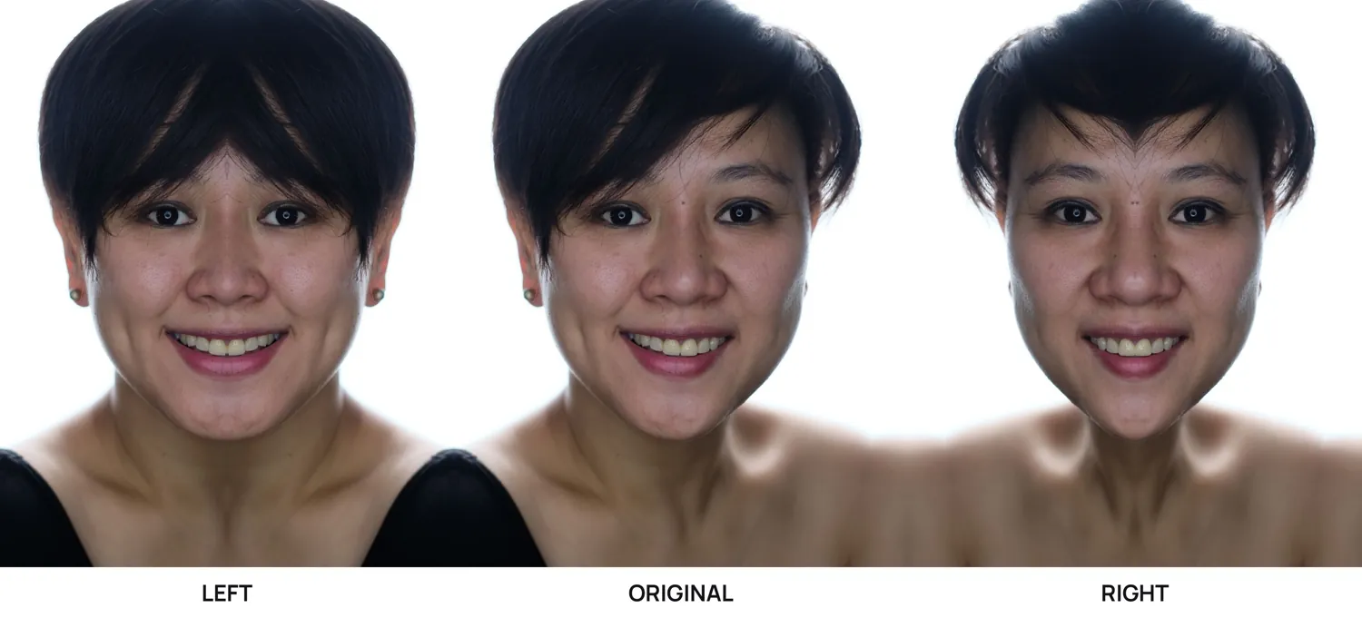 Symmetry Filter face mirroring — Left, original and right strip — example 3